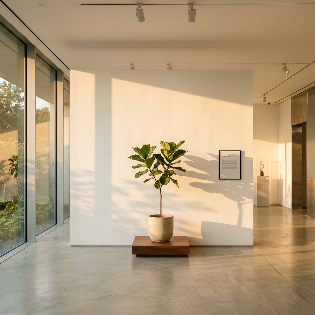 Gallery space with warm light